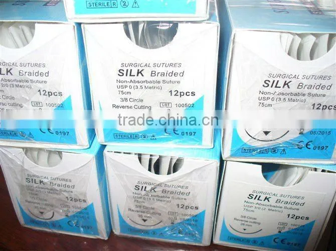medical silk suture with needle