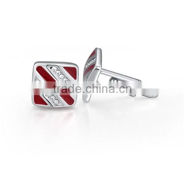 Yiwu factory wholesale copper metal enamel crystal cufflinks for men shirts cuff link