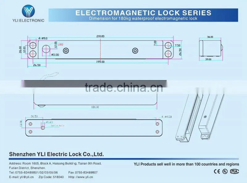 180kg Single Door Magnetic Lock (Portable)