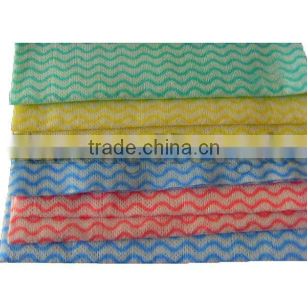 spunlace nonwoven fabric with wavy line printed ,nonwoven cleaning cloth