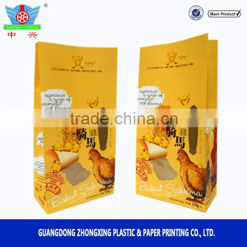 laminated paper side gusset cookie packaging bag with window display