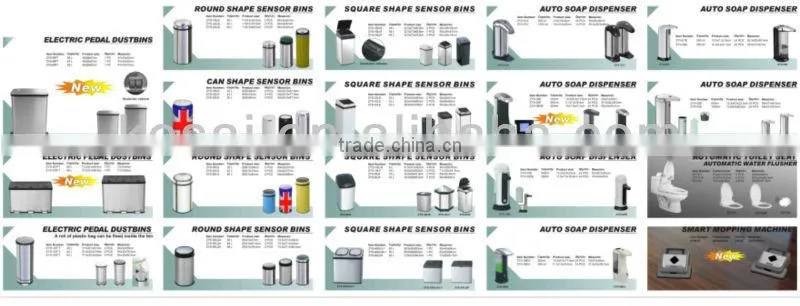 KSLD-7-42L Stainless Steel Sensor Dustbin 42L, Round shape trash can round stainless steel dustbin