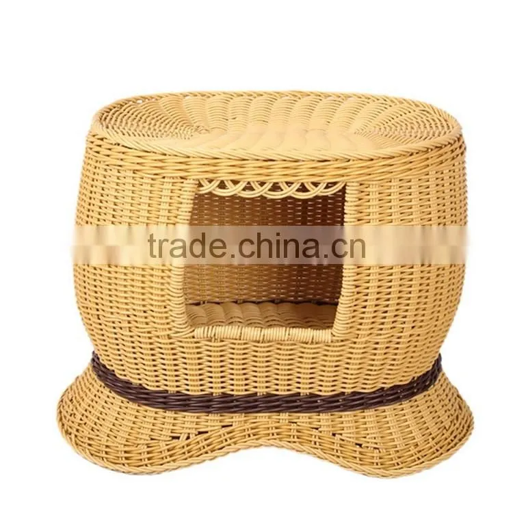 Latest wicker hand made cat pet product two-tier cat beds wholesale