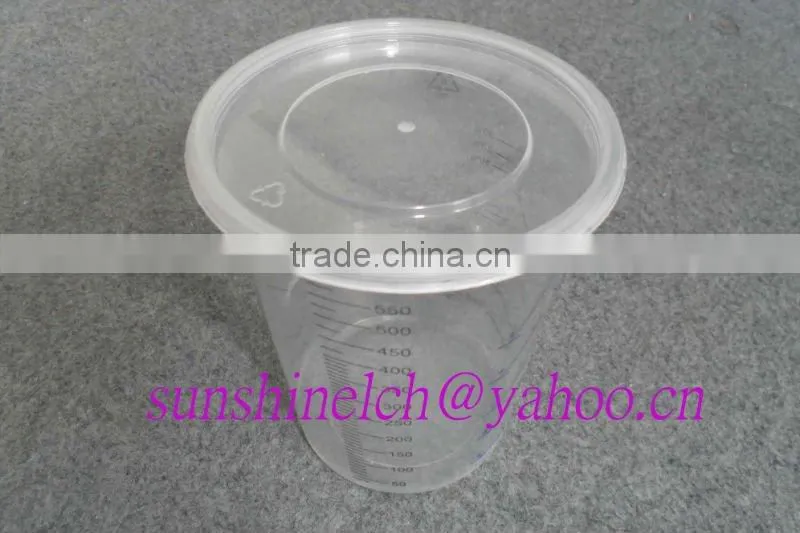 Silicon free plastic/paper paint calibrated mixing cups