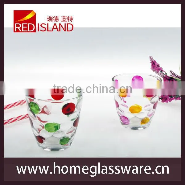 decorative glass cup for milk with hand drawing