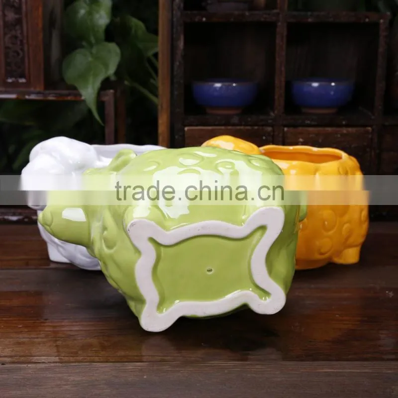 Little sheep shape animal cheap ceramic flower pots and planter