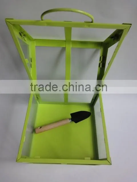 small size metal planter glass house
