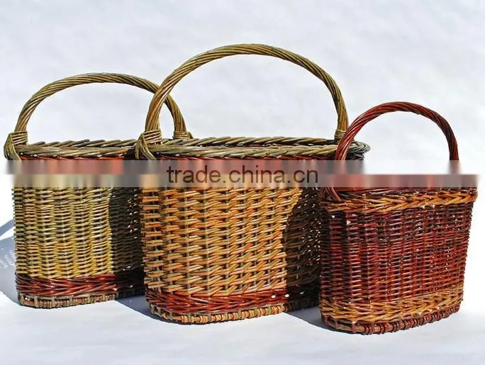 Unpeeled wicker fire basket for sale