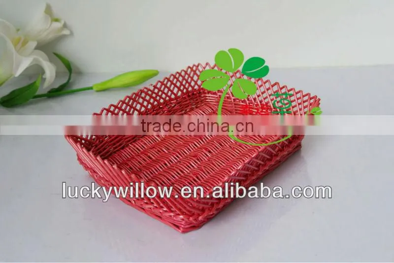 graceful rectangle red willow bread basket