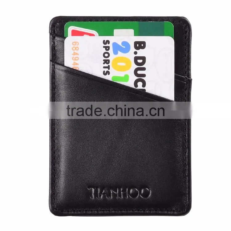 Slim leather 6-slot credit card holder card sleeve wallet for business