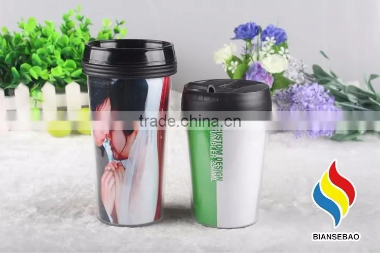 China factory wholesale plastic custom paper insert travel mug cup