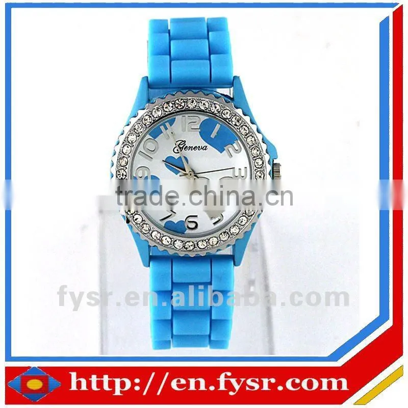2012Hot sale!!! Fashionable colorful trendy novety blue silicone quartz watch
