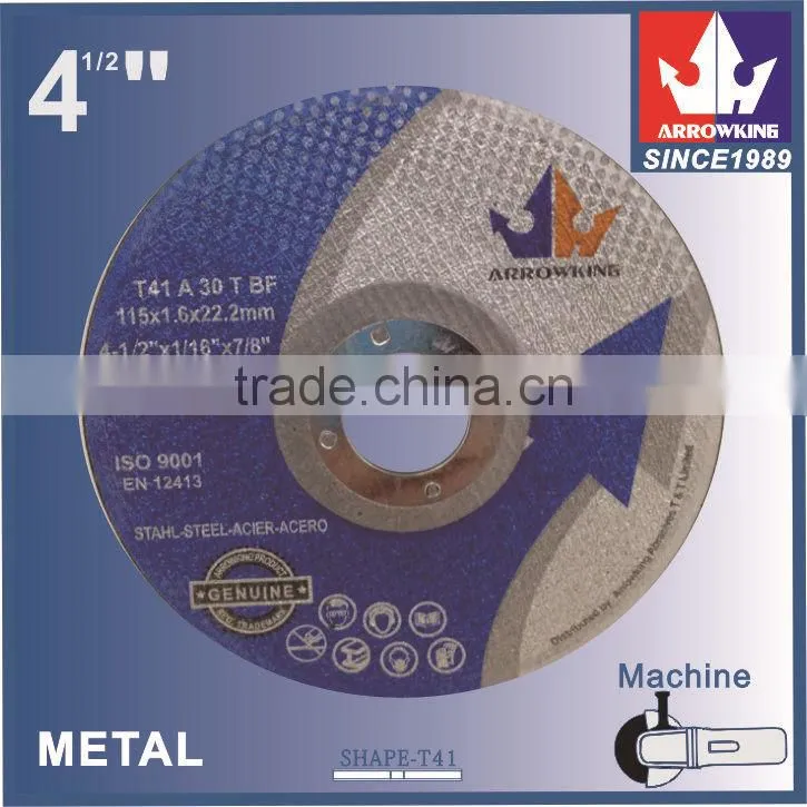 4-1/2" 115x1.6x22.2mm Super Thin Flat Resin Bonded Reinforced Cutting Wheel For Metal