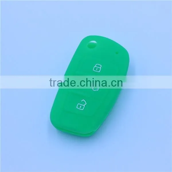 for audi fold 3 buttons keys silicone remtoe key holder, silicone car key case