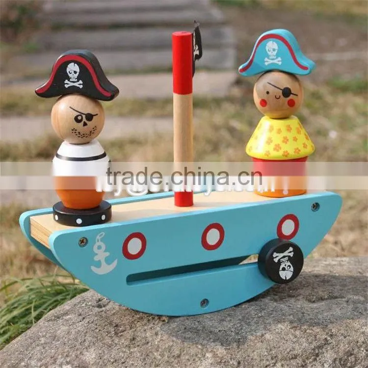 New design pirate toy wooden stacking balance blocks for kids W11F056