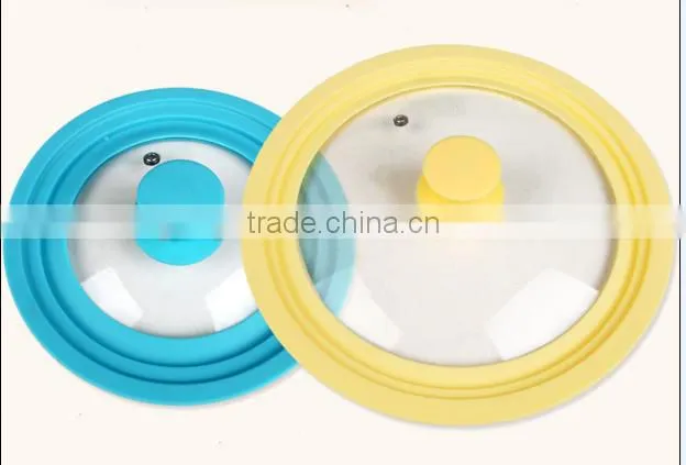 The Large Universal Pot Pan Lid Tempered Glass Cover with Silicone Rim