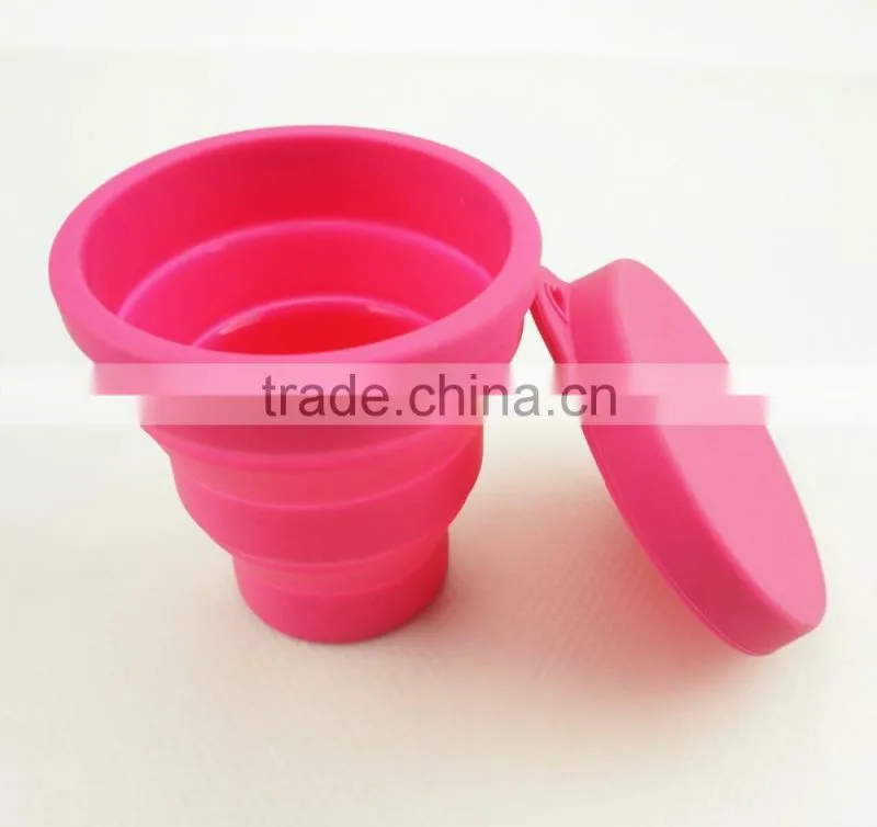 16112 Folding Silicone Cup With Lid, Colorful folding silicone cup with lid,OEM Logo folding silicone cup with lid