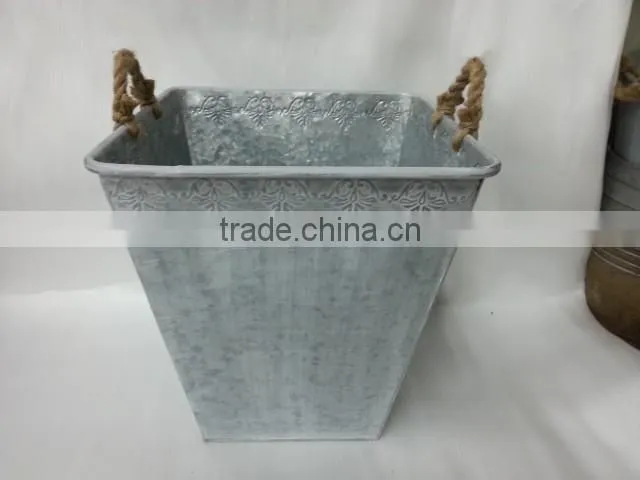 2016 New grey/white wash Metal/tin flower planter pots