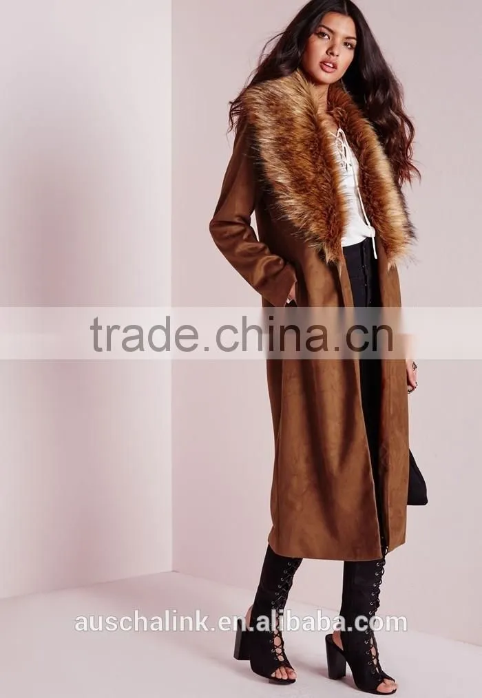 best selling high quality lady faux suede oversized winter coat 2016