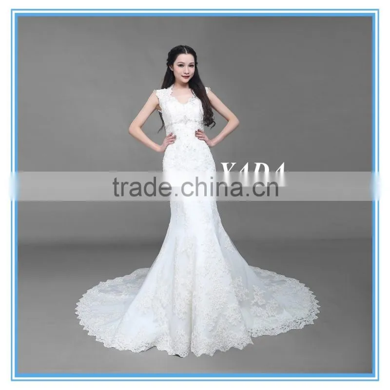 Fashion V Neck Tulle White Handmade Beaded Embroidery China Custom Made Alibaba Wedding Dress