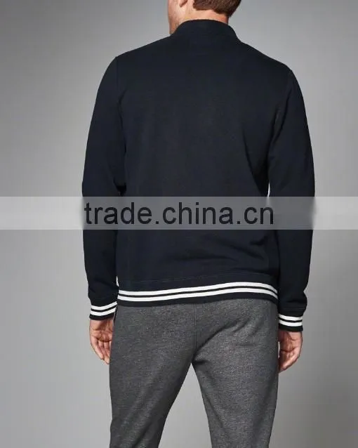 men's color block full zipper design bomber jacket with rib hem