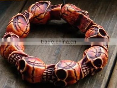 handmade small cooper beads wraps leather bracelets mens Halloween metal beads leather braid bracelets for 2016 promotional gift