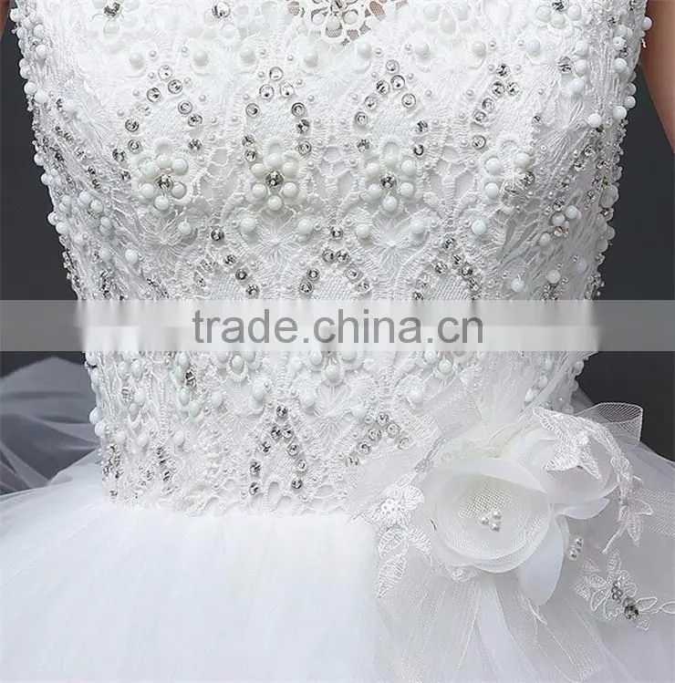 Cream Sleeveless A-line Tiered Wedding Dress Beaded Corchet Cut Out Back Crisscross Bride Grown