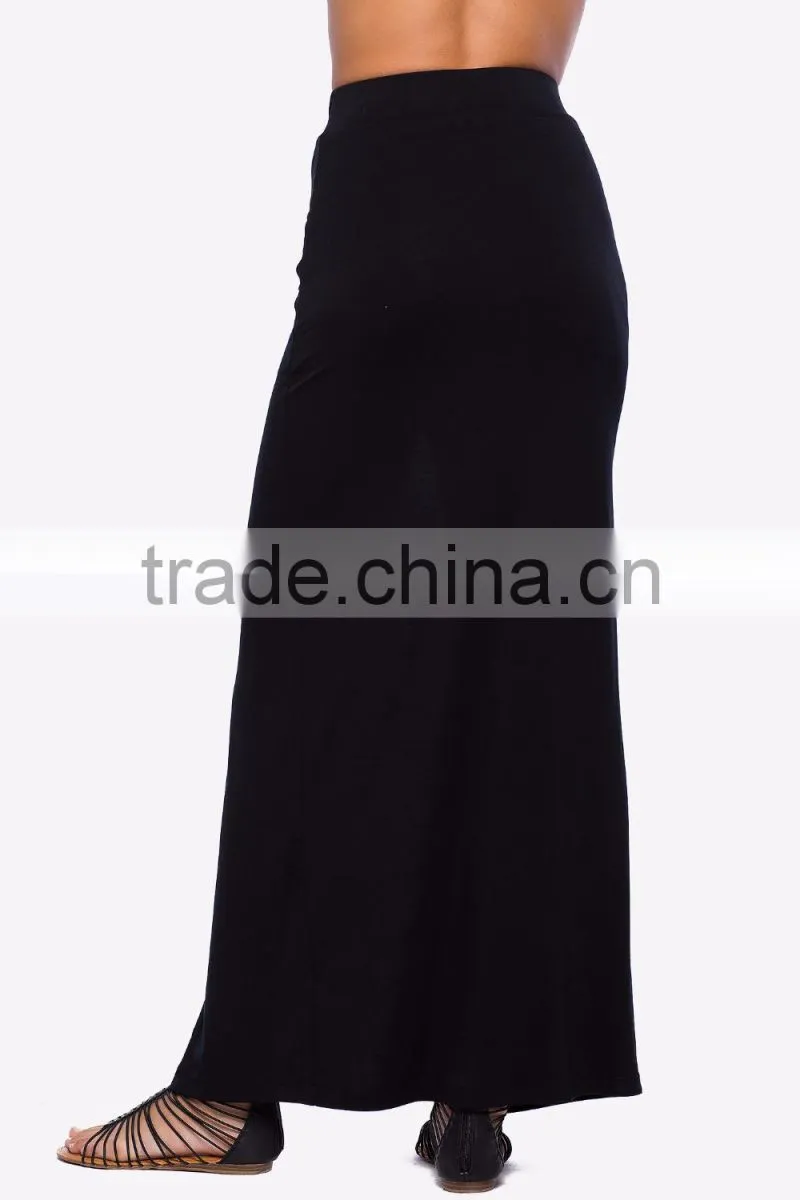 Sexy latest long skirt design skirt ladies center slit maxi skirt