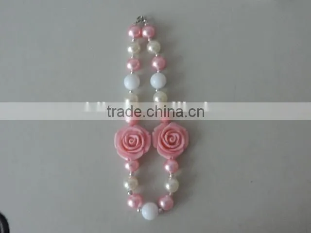 2016 baby girl flower necklace peral crystal symmetric kids clothes decor hot wholesale children jewelry