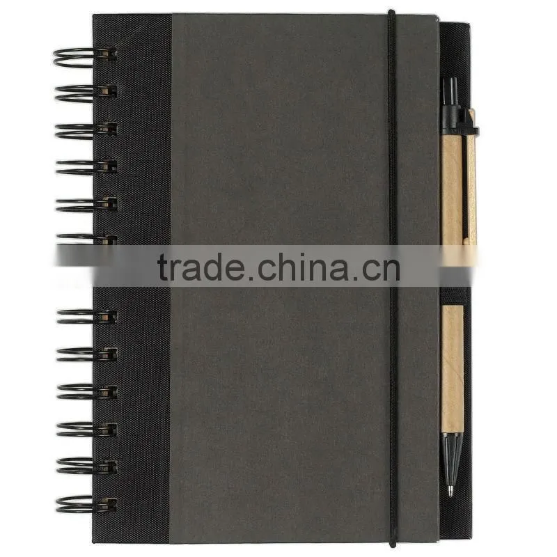Colorful hard kraft cover spral notebook 70grams 80sheets 18*13cm with recycle paper pen