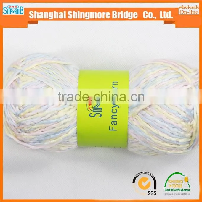 China knitting yarn factory wholesale oeko tex long space dyed acrylic ripple yarn hand knitting scarf yarn in low price