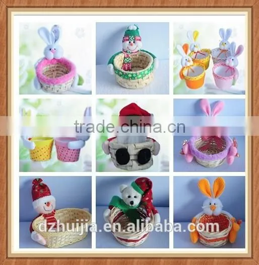 Small grass handmade Easter rabbit gift baskets