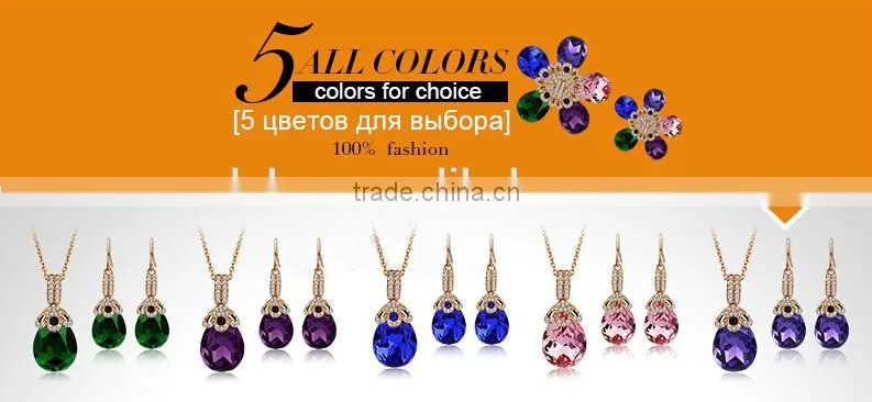 Wedding Bridal Party Crystal Rhinestone Pendant Necklace & Earrings Jewelry Sets