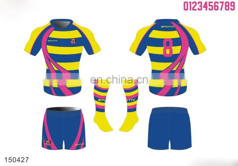 2016 custom trendy rugby jersey with sublimation