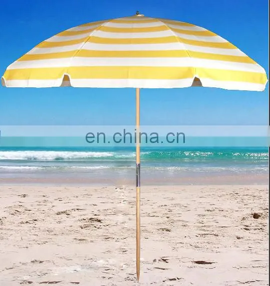 Green&white stripe wooden fishing umbrella,beach umbrella