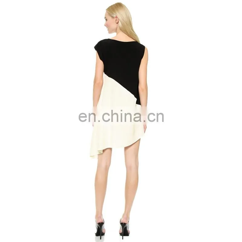 Latest western fancy design oblique bottom women new style dress