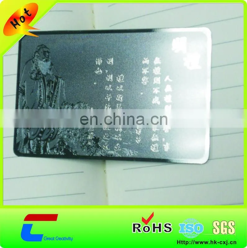 glossy mirror effect color printing stainless steel metal invitation card