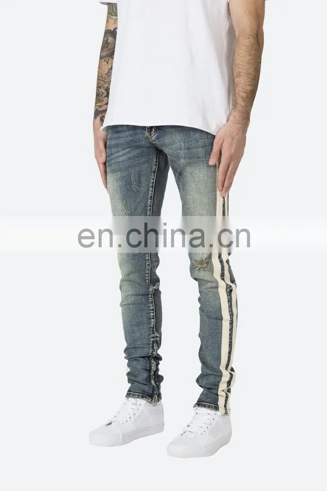 DiZNEW FABRICS CUSTOM WHITE SKINNY TRACK PANT JEANS FOR MEN