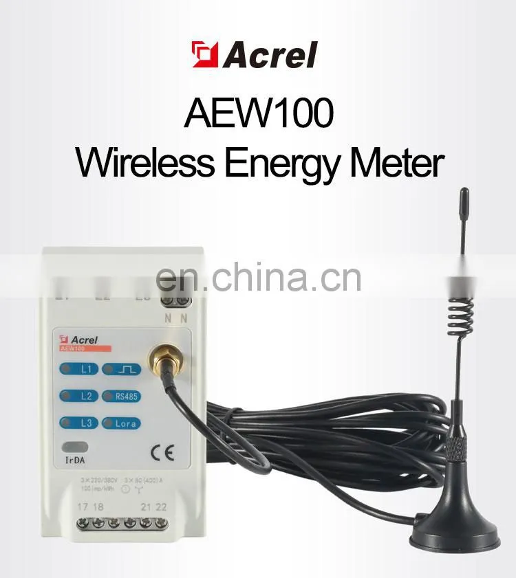 Acrel AEW100 three phase din rail loar and RS485 communication wireless multifunction power meter