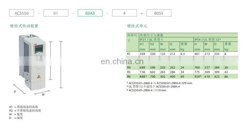 ABB ACS550 3kw three phase frequency converter for cooling fan