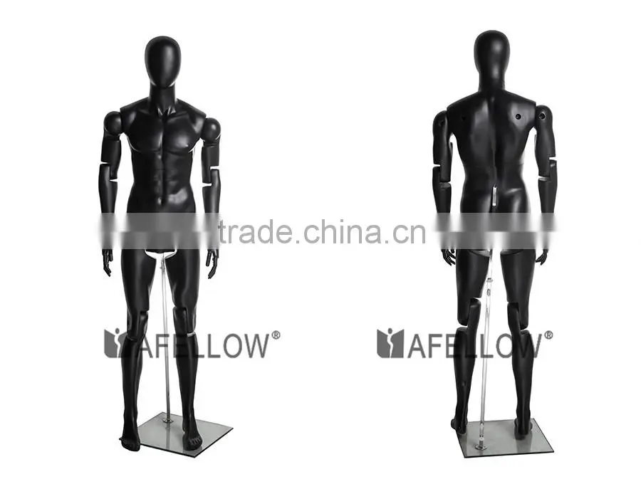 Abstract Fiberglass Black Adjustable Movable Male Mannequins Egg Head Mannequin for Window Display MZ-HM01BKEG