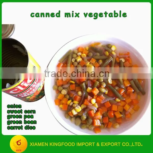 Canned vegetable with potato dice and sweet corn in different sizes