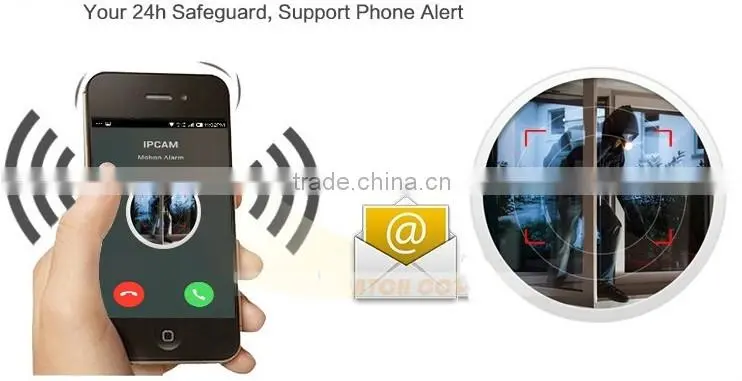 PIR Detector+Smoke detector+Door sensor+Wifi IP Camera PTZ P2P Wireless 1.0MP IRCUT CMOS Security Surveillance Camera