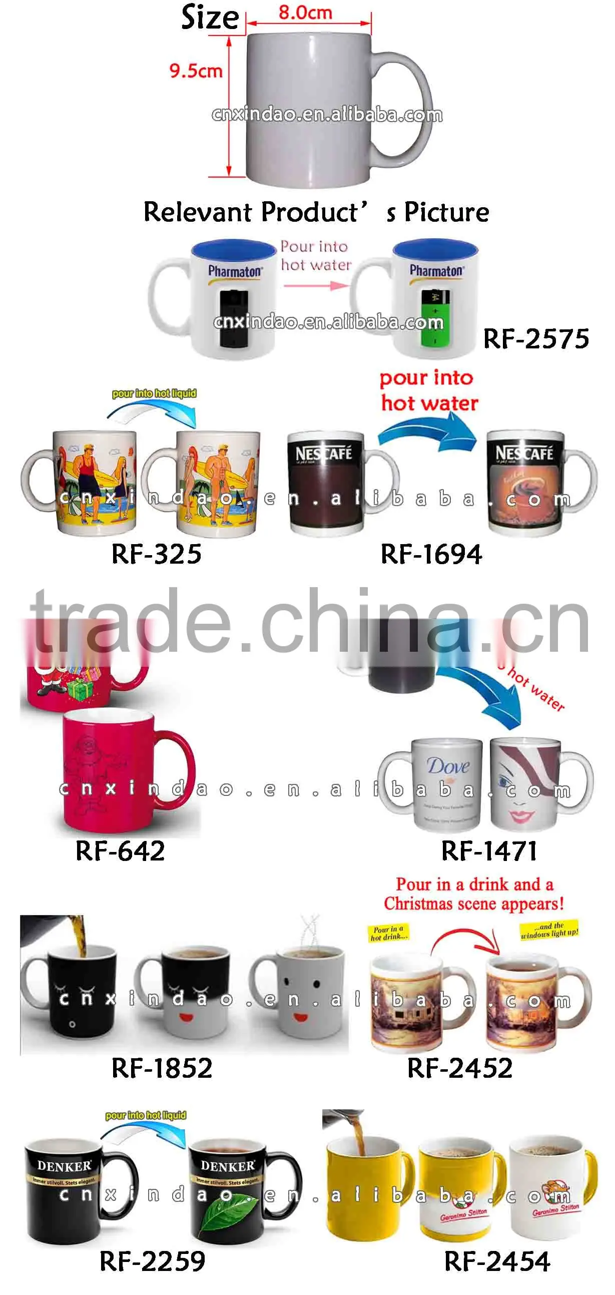U Shape Ceramic Color Changing Cup and Magic Cup with Custom Printing for Promotion Coffee Cup