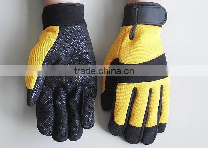 Yellow men and women Spandex finger Household, Automotive or Mechanic Work Gloves