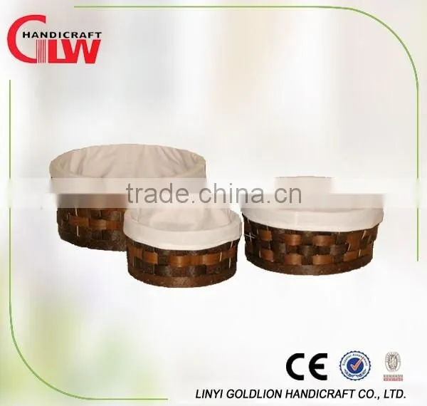 Set of 3 rectangular wood chip woven bins