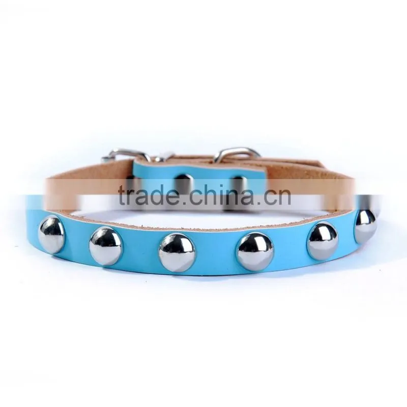 Wholesale pet supplies five spot color real cowhide mushroom rivet dog collar