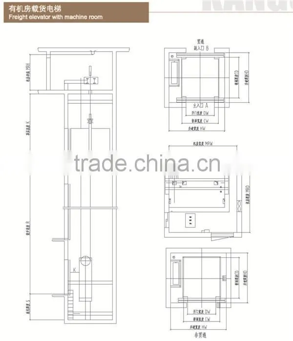 MRL freight lift goods elevator