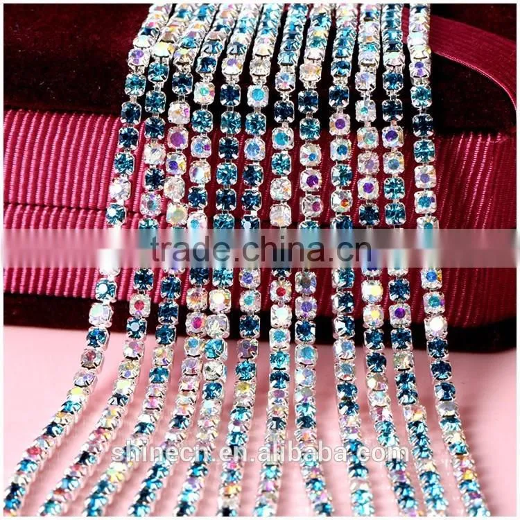 Factory direct multicolor diy AB rhinestone YIWU Wholesale Hot Sale Hot fix Strong glue silver close Rhinestone cup chain