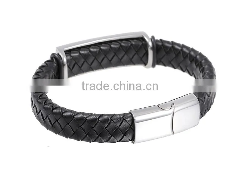 Halloween Punk Skull Wings Genuine Leather Bracelet Unisex Stainless Steel Clasp Cuff Bangle